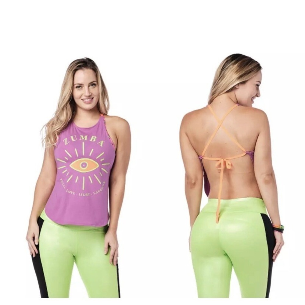 Zumba  Women's Graphic  Open  Back‎ Tank Adult Size Small Purple
